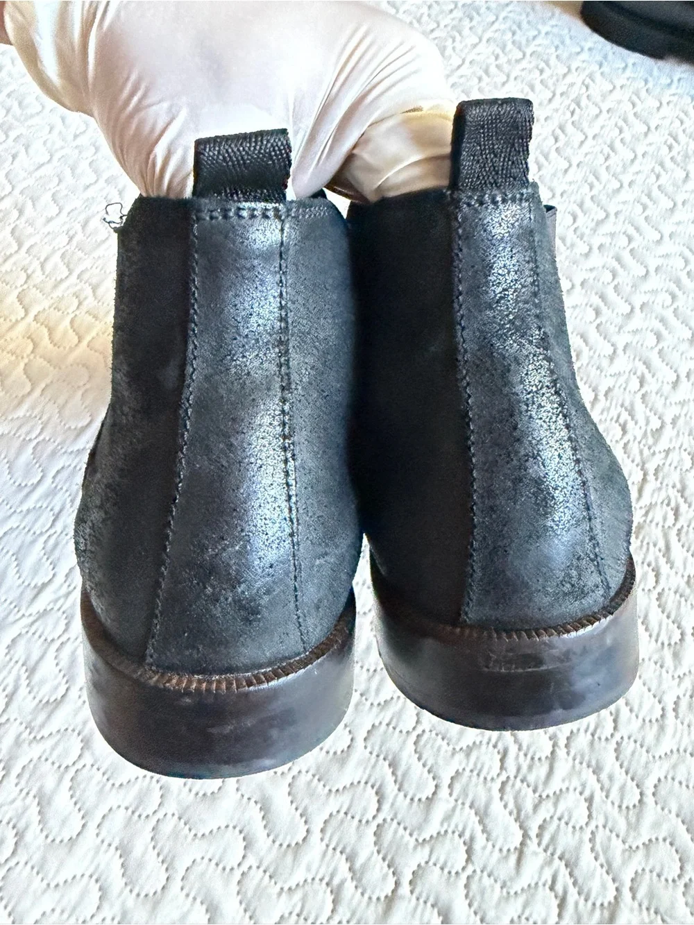 Joseph Abboud Men’s Black Leather Slip-On Boots Subtle Distressed Finish Size 10